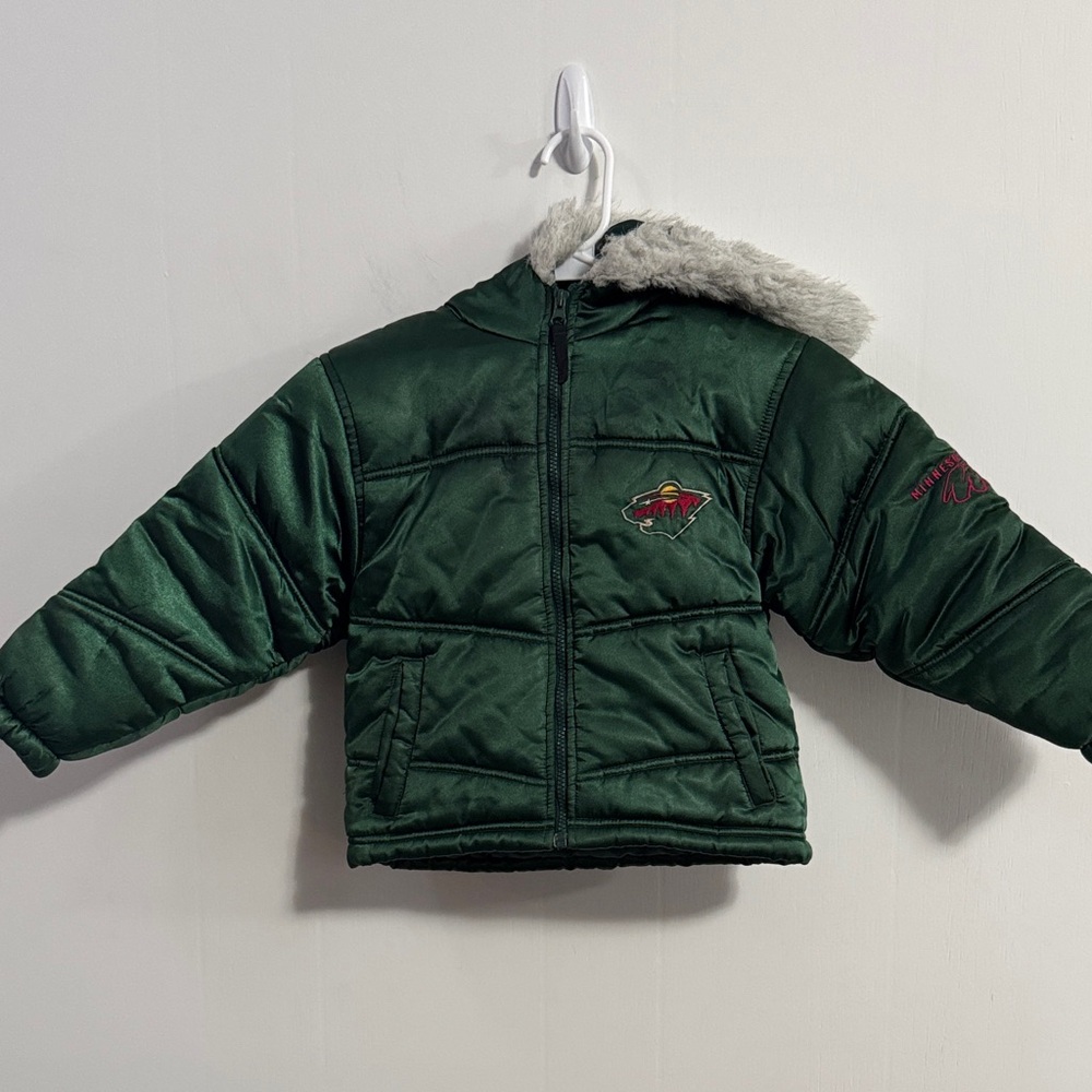 Minnesota Wild Hooded Green Puffer Jacket Sz 5/6